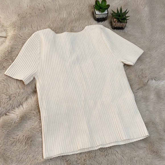 Madewell Tee Sculpt Ribbed Ottoman Cropped in Bright Ivory / Off White Size XS - Picture 3 of 10